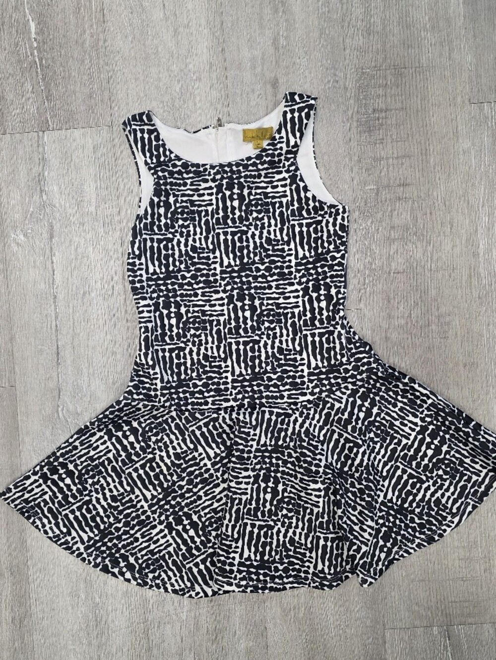 NICOLE MILLER Girls' Navy and White Patterned Sleeveless Skater Dress